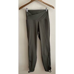 Nike Leggings Cross Front Small Green Stirrups Pull On Stretch Yoga Logo